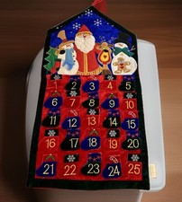 Christmas Countdown Advent Calendar  Wall Hanging Decor Embroidered Velvety 30&rdquo;