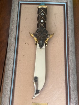 The Cheyenne Buffalo Knife by Ben Nighthorse   Display Frame Included - Vintage 