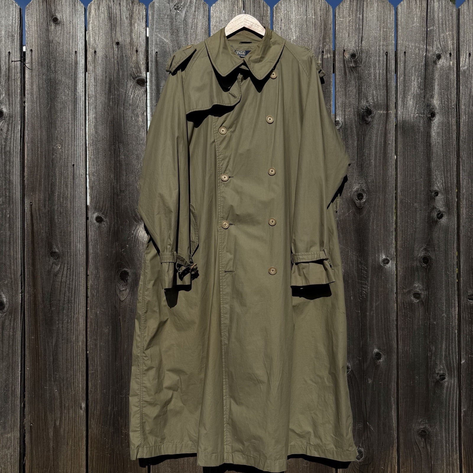 Vintage Polo Ralph Lauren Trench Coat XL Distressed Repair Project As-Is Flaws