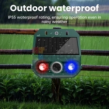 Solar Ultrasonic Animal Repeller LED Strobe Repellent Dog Skunk Deer Raccoon New
