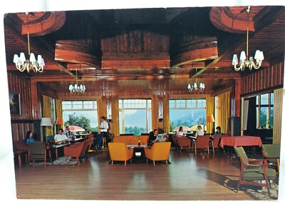 Vintage Postkarte Gäste genießen die Lounge Sauda Fjord Hotel Saudasjøen Norwegen 