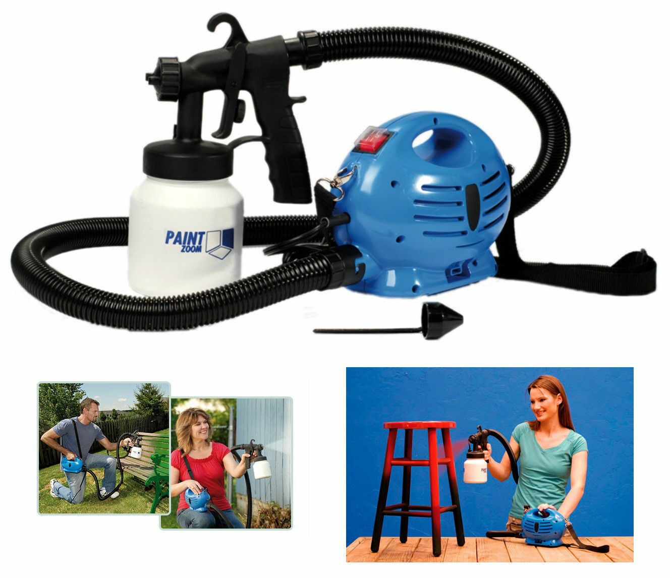 Paint Zoom Pistola a Spruzzo Professionale 650W con Compressore a Tracolla