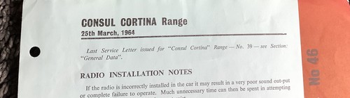Consul Cortina Range Radio Installationshinweise. 1964