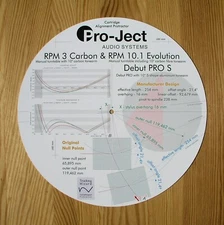 Pro-Ject Debut Pro S, RPM 3 Carbon & RPM 10.1 Evo Cartridge Alignment Protractor