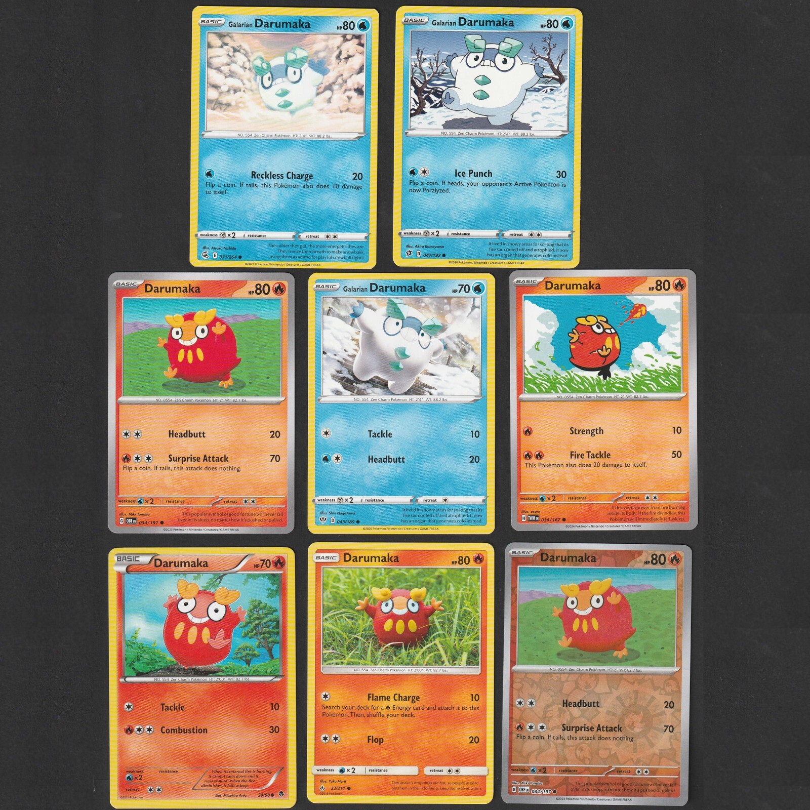 Darumaka Pokemon Card Collection Set of 8 English Cards Reverse Holo Cute