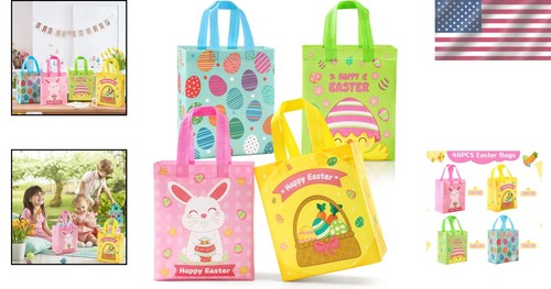 Eco-Friendly Reusable Easter Bags - 48 Non-Woven Gift Bags for Celebrations - Picture 2 of 9