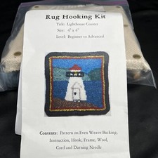 Vervaco Latch Hook Rug Kit Lighthouse  sailboat 4x4