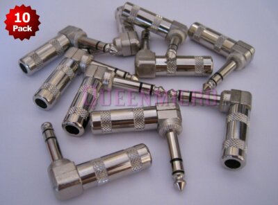 10 Pcs 1/4'' 6.3mm Heavy Duty Right Angle TRS Stereo Audio Plug Jack Connector v2