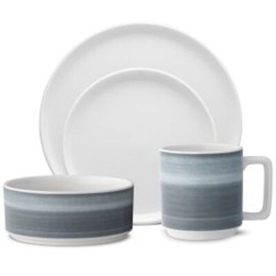 Noritake Colorstax Ombre Charcoal 16Pc Dinnerware Set, Service for 4