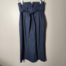Nina Vintage USA High Tie Waist Pinstripe Wide Leg Crop Pants-Size M