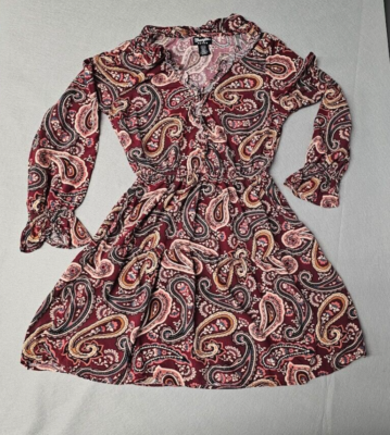 Wrangler Retro Sheath Dress Womens Large Paisley Rayon Crepe V-Neck Ruffle | eBay Wrangler Retro Sheath Dress Womens Large Paisley Rayon Crepe V-Neck Ruffle | eBay