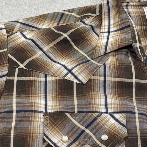 Ely Cattleman Shirt Men XLT Brown Plaid Western Short Sleeve Pearl Snap Sawtooth - Picture 8 of 15