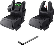 Front and Rear Sights Rail Tactical Foldable Fiber Optics Sight Flip-up
