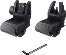 Front and Rear Sights Rail Tactical Foldable Fiber Optics Sight Flip-up