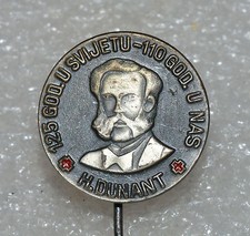 Henry Dunant Red Cross Founder 125th anniversary Nobel Prize pin badge rare
