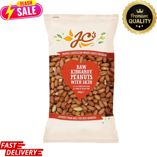 2 x JC's Australian Raw Peanuts w/ Skin No artificial colours or flavours 500g - Picture 1 of 11