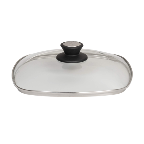 Coperchio per casseruola in vetro temperato trasparente con bordo in acciaio inox, bocchetta del vapore e manico resistente al calore per pentole, wok e padelle (16 cm
