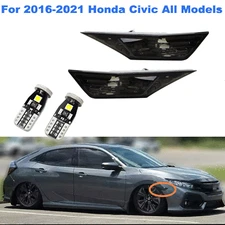 For 2016- Honda Civic 10th Gen Switchback LED Side Marker Turn Signal Lamp Smoke