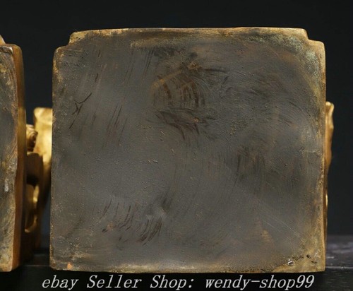 11" Old Chinese Copper Gilt Jade Emperor xiwangmu Queen Mother God Immortal Pair - 第 9/9 張圖片