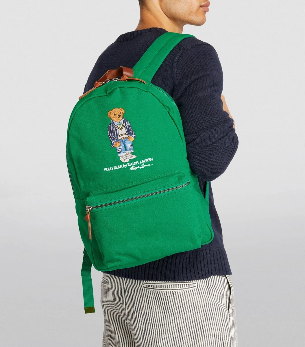 Polo Ralph Lauren Preppy Patchwork Jeans Bear Canvas Backpack Bag Royal  Unisex | eBay