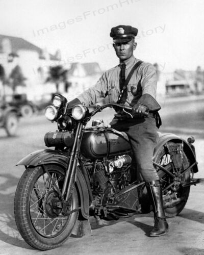 Stampa 8x10 Storico Huntington Beach California Motor Officer anni '30 #HBPD - Foto 1 di 1