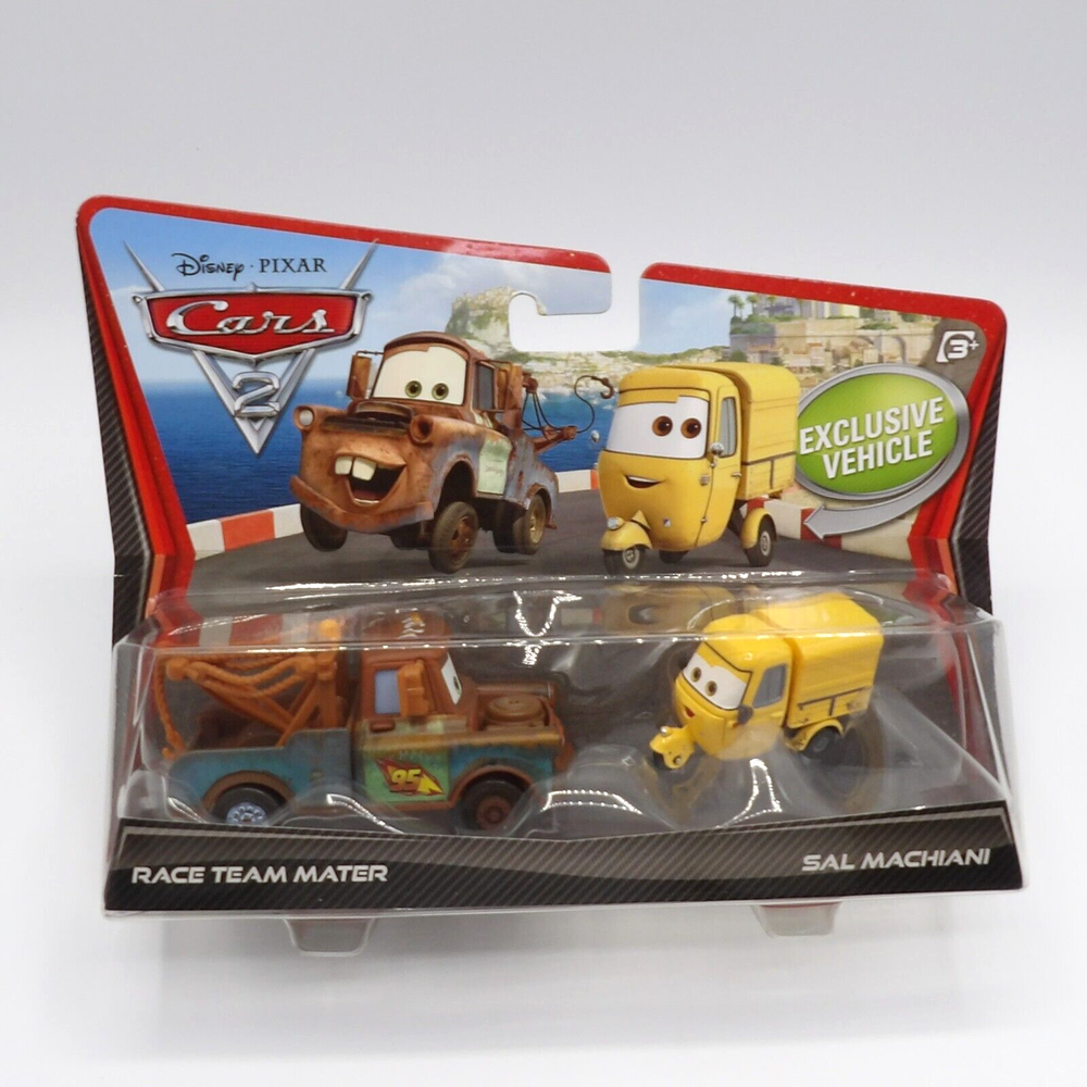 DISNEY PIXAR CARS 2 RACE TEAM MATER & SAL MACHIANI DIE CAST 2-PACK MATTEL