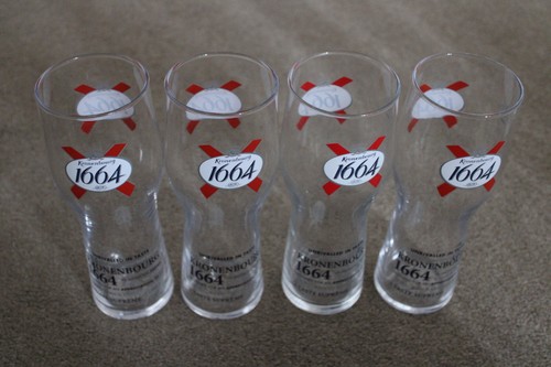 4 x Kronenbourg 1664 Pint Glasses 20oz Beer Lager Glass - Pub Bar Man Cave - 第 1/3 張圖片