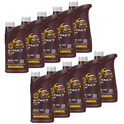 10W40 Motoröl MANNOL 4-Takt Plus API SL 10x 1Liter für BMW Ducati Kawasaki Honda
