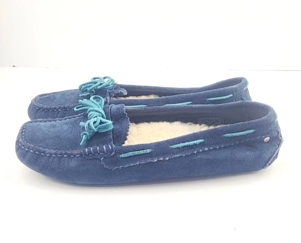 UGG Womens Blue Suede Slippers  - Size 7.5 - Image 2 of 4
