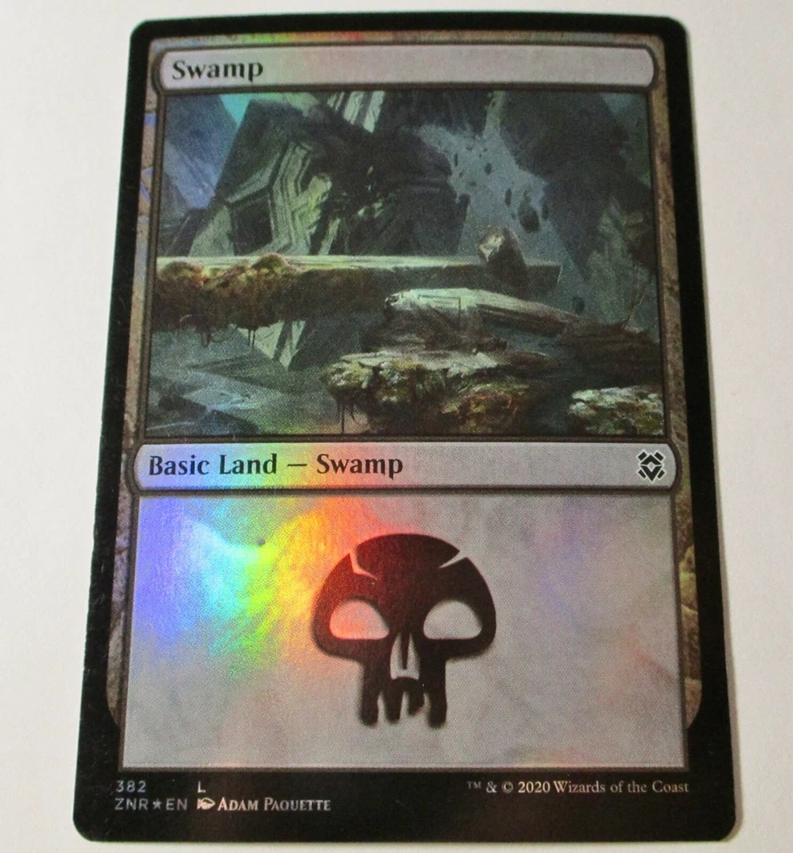 MTG Zendikar 5 Foil Basic Lands Magic The Gathering LP - Image 2 of 4