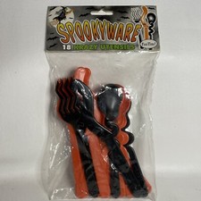 Spookyware Vintage Fun-Time Halloween 18 Krazy Utensils 1996 Plastic Cutlery