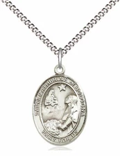 St. Catherine of Bologna Medal 3/4" Fine Pewter, 18" Rhodium Plate Clasp Chain