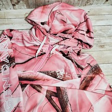 Legendary Whitetails Women's SMALL Oak Tree Pink Camo Hooded 1/4 Zip Pullover
