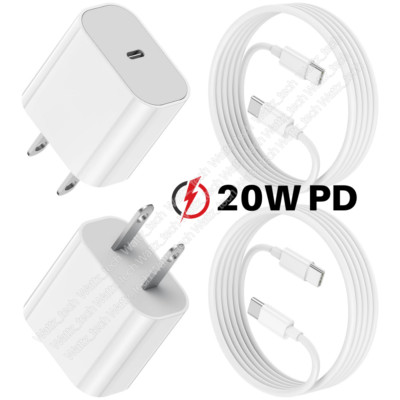 20W PD Fast Wall Charger 60W Type-C Cable For i-Phone 15 16 17 16e i-Pad Samsung