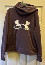 Under Armour Hoodie Sweatshirt Purple Logo Pullover Cowl Neck Women s Medium