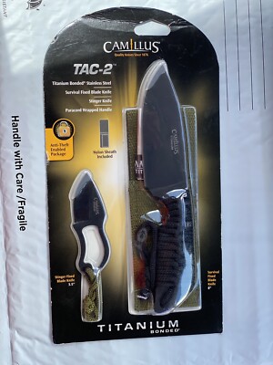 BNIP! CAMILLUS SPECIAL EDITION TITANIUM BONDED TAC-2 KNIFE SET WITH SHEATH! 