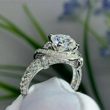 3.50 Ct Simulated Diamond Ladies Engagement Wedding Ring 14k White Gold Plated