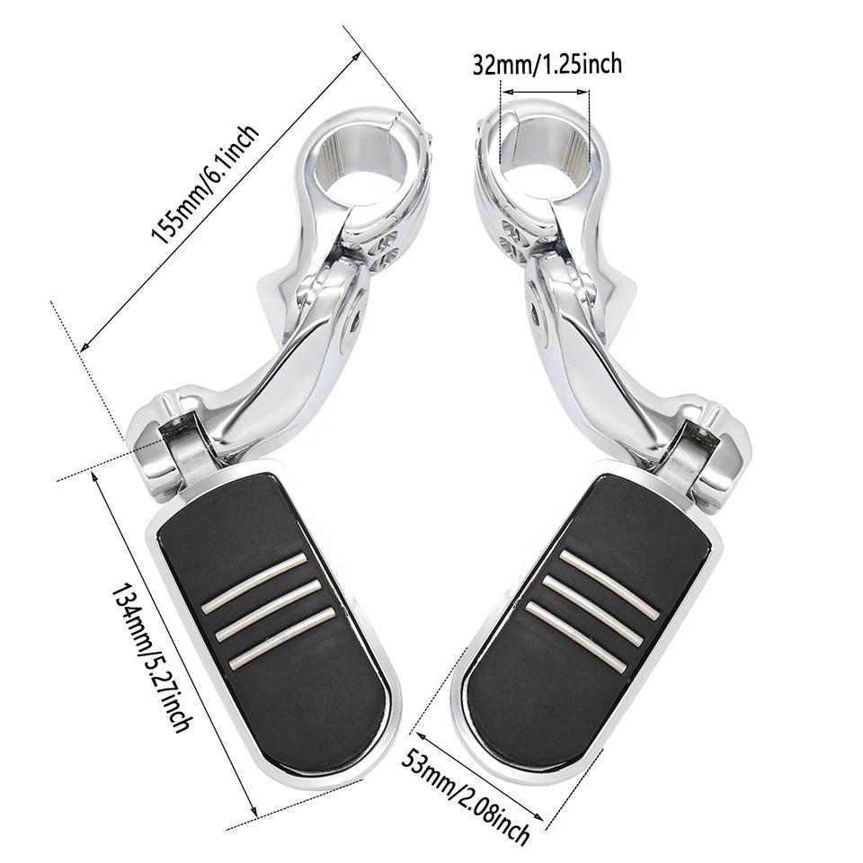 Kit de estriberas y soportes cromados Streamliner para Honda Indian Suzuki Foto 4 de 4