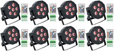  8 Rockville BATTERY PAR 61 Rechargeable RGBWA UV DMX DJ Wash Lights Remotes