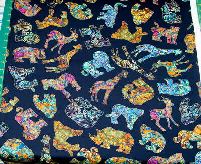 Exotische Tiere von Dan Morris - QTfabrics Patchwork Deko Stoffe  100% BW (3118)