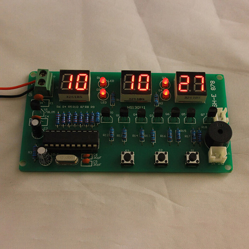6 Bits Digital Electronic LED Clock AT89C2051 Production Suite DIY Kits