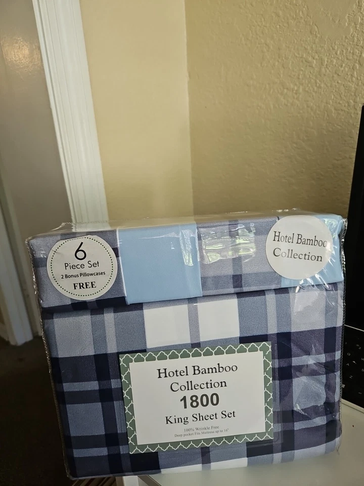 Juego de sábanas Hotel Bamboo Collection King 6 piezas azul marino Foto 4 de 4