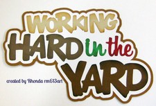 Yard Work boy girl paper piecing title premade scrapbook page Rhonda rm613art