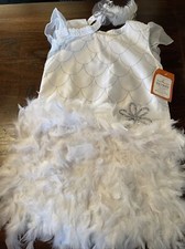 Pottery Barn Kids Flapper White Feathers Dress and Headband Girls 4-6 NWT