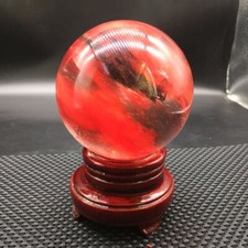 Red Asian Rare Natural Quartz Magic Crystal Healing Ball Sphere 100mm  Stand