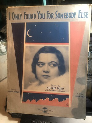K 1932 native american singer MILDRED BAILEY sheet music  Someone Else 