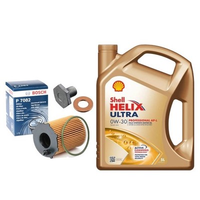 5L SHELL HELIX ULTRA 0W30 BOSCH OIL SERVICE KIT FOR CITROEN C4 CACTUS 1.6 2014+