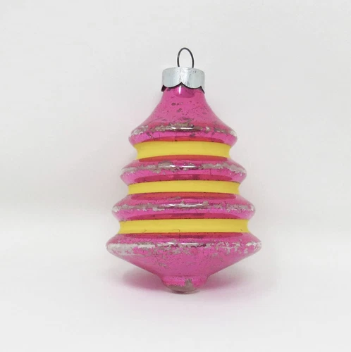 Vintage Pink Striped Tornado UFO Christmas Ornament ~ 2-3/4"