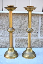 Pair of Brass Military Candlesticks, Church Candlestick, 12" (CU811) chalice co.