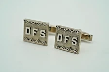 Vintage Sterling Silver Marcasite  "DFS"  Cufflinks C1